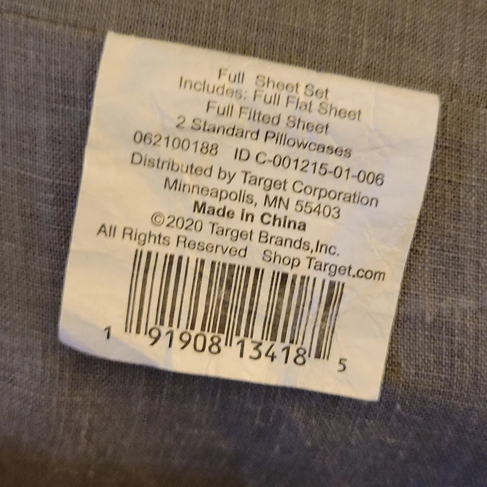 Casaluna Well-Being 100% Hemp Full Metal Gray Full 4 pc Sheet Set New in bag…